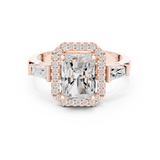 Gold Ring DDLR-342, Radiant center stone, Rose Gold, view 4