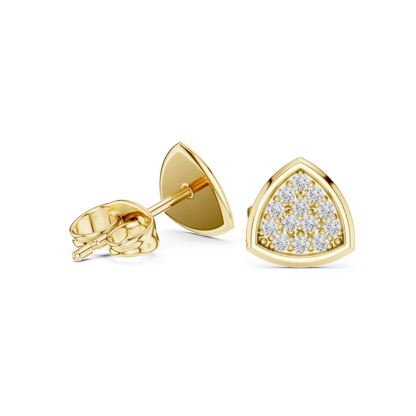 14K Solid Gold Lab Diamond Cluster Earrings, Yellow Gold, view 1