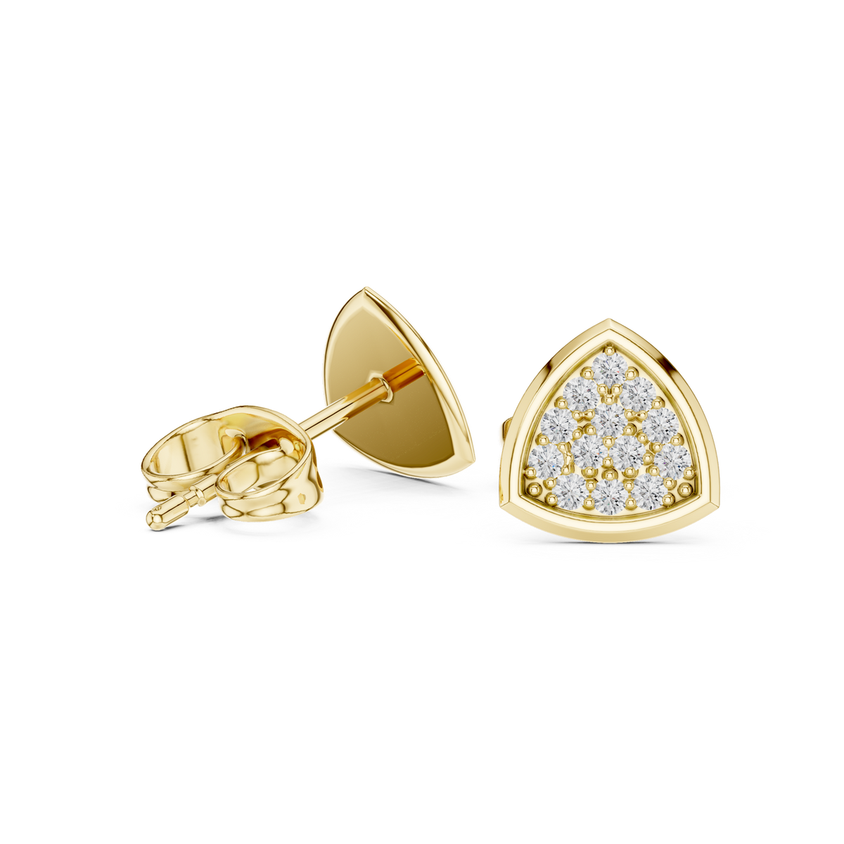 14K Solid Gold Lab Diamond Cluster Earrings, Yellow Gold, view 1