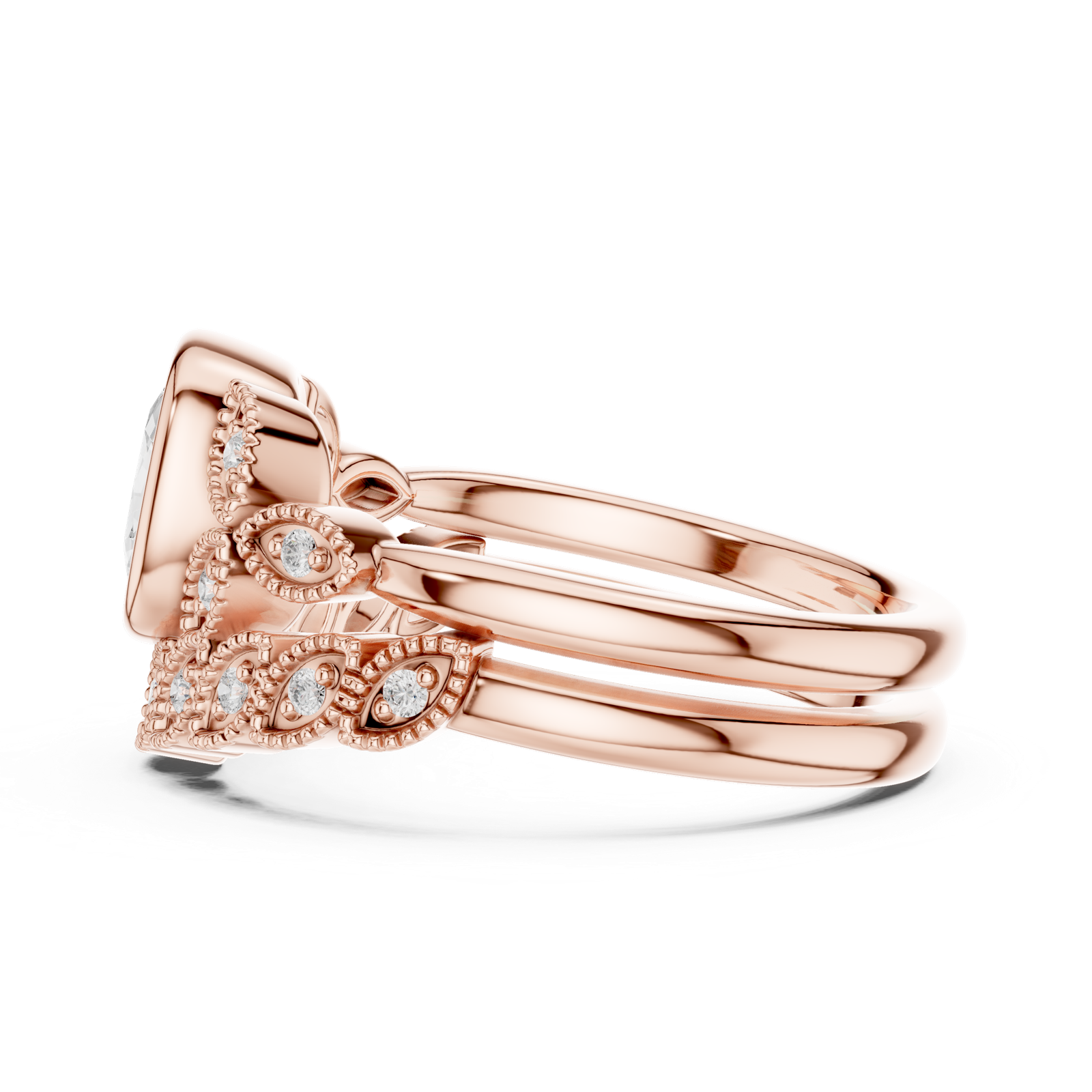 Gold Ring DDLR-290, Rose Gold, view 3