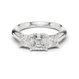 Gold Ring DDLR-044, Asscher center stone, White Gold