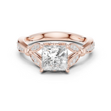 Gold Ring DDLR-257, Princess center stone, Rose Gold