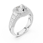 Gold Ring, Cushion center stone, White Gold, view 2