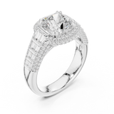Gold Ring, Cushion center stone, White Gold, view 2