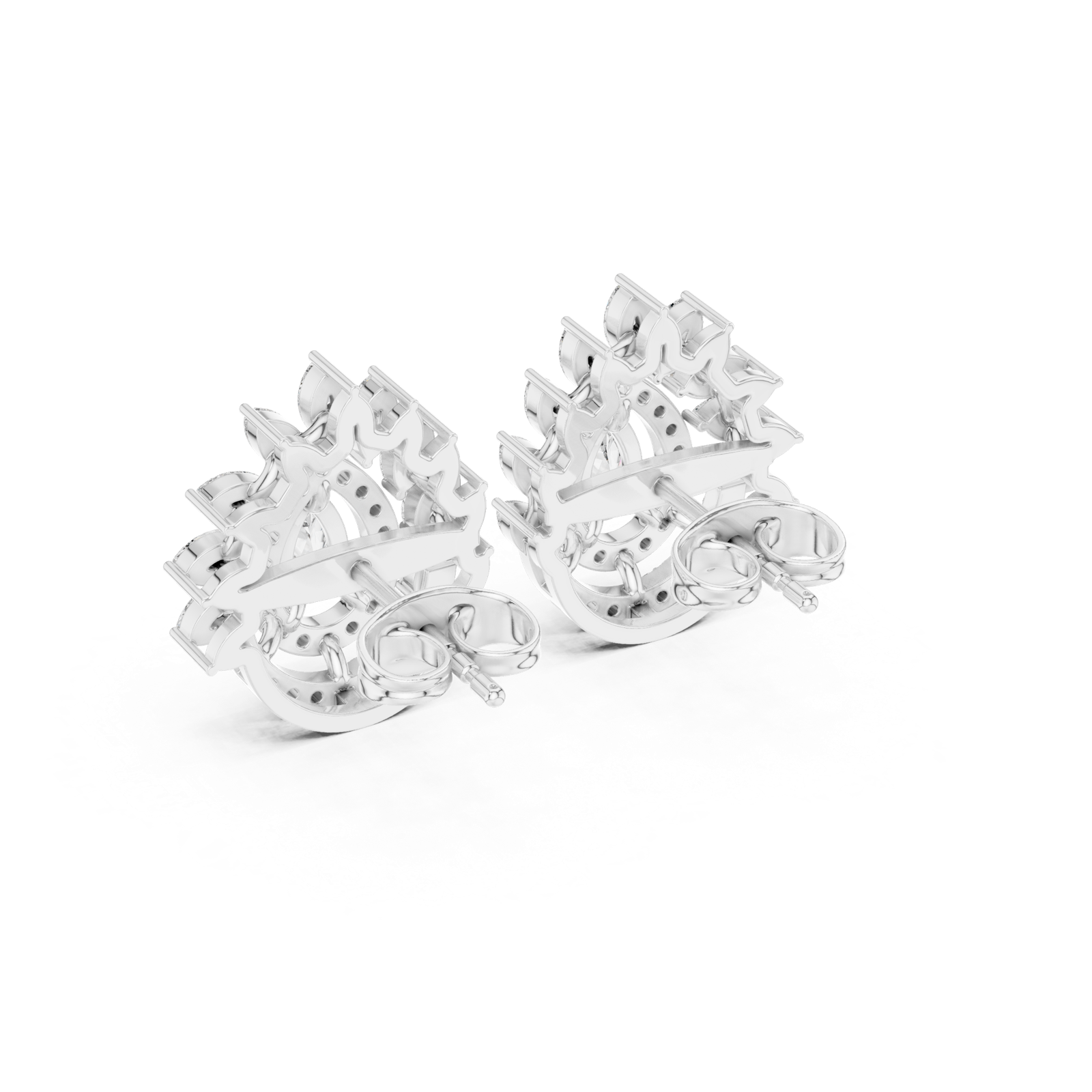 Gold Earrings AGDER-298, White Gold, view 3