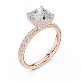 Gold Ring, Cushion center stone, Rose Gold, view 2