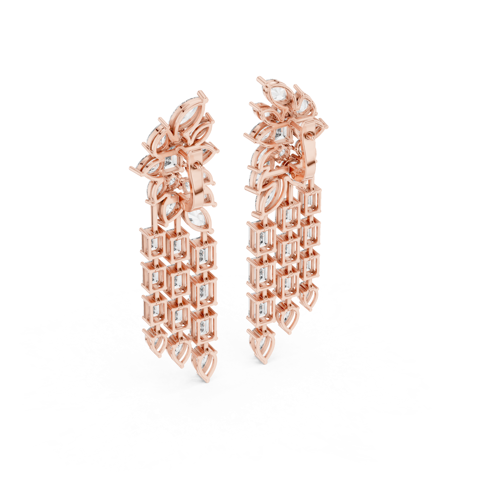 Gold Earrings GER-0381, Rose Gold, view 3