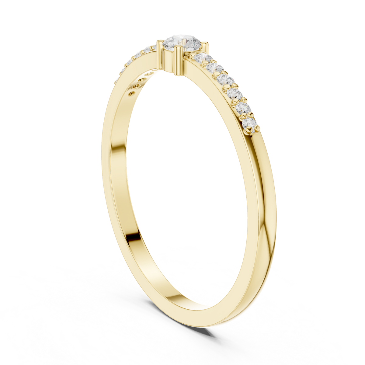 14K Solid Gold Lab Diamond Solitaire Ring, Yellow Gold, view 1