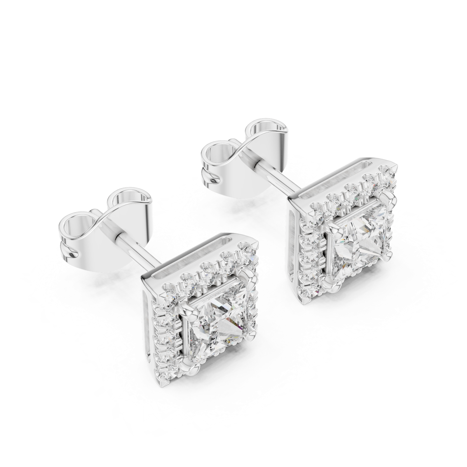 Gold Earrings GER-0367, White Gold, view 2
