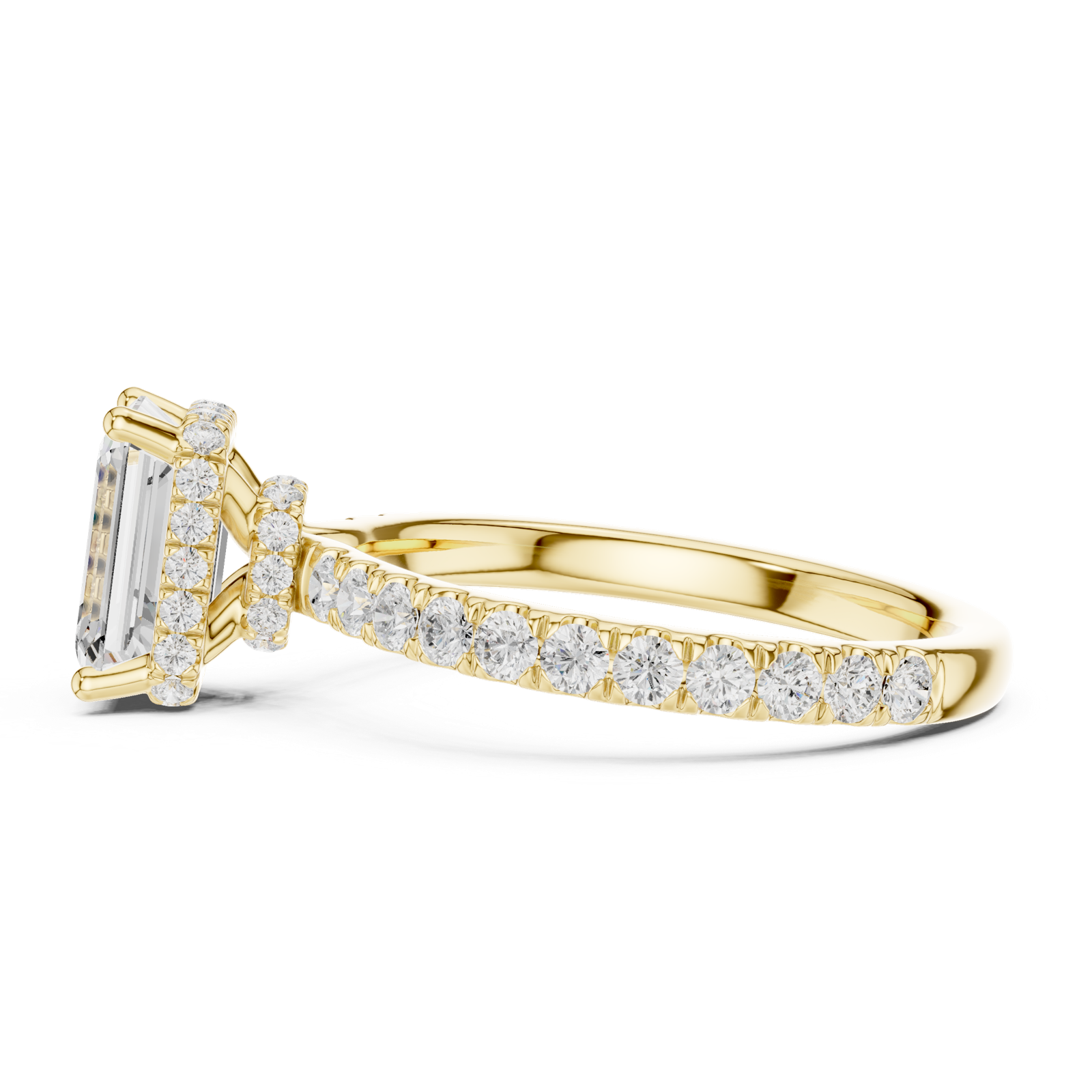 Gold Ring DDLR-165, Emerald center stone, Yellow Gold, view 3