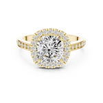 Gold Ring, Cushion center stone, Yellow Gold, view 4