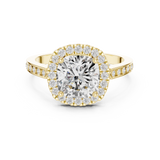 Gold Ring, Cushion center stone, Yellow Gold, view 4