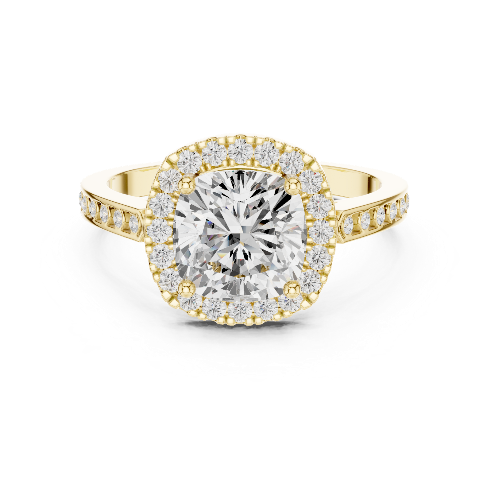 Gold Ring, Cushion center stone, Yellow Gold, view 4