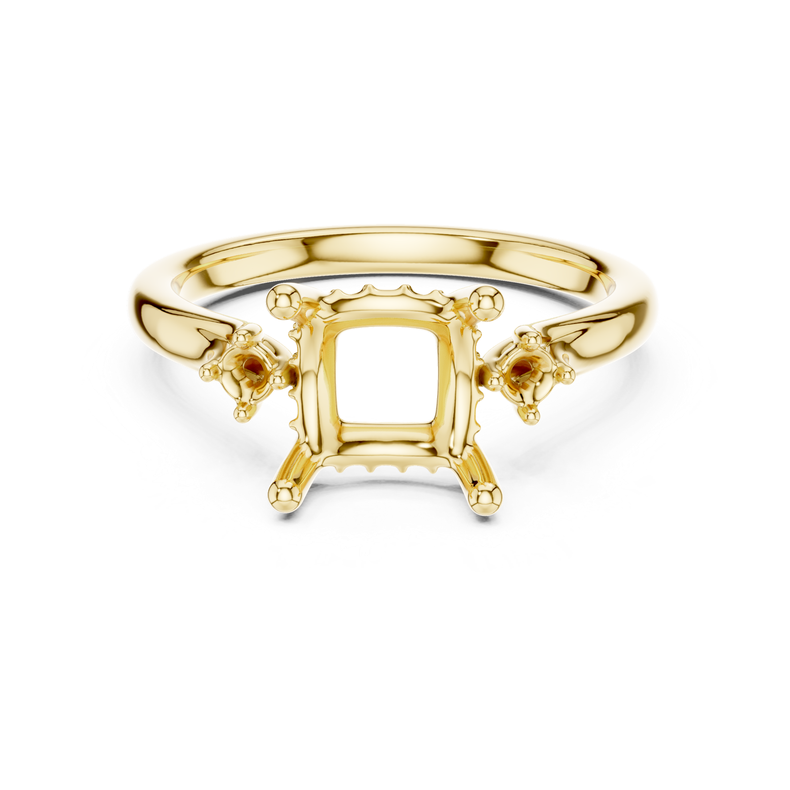 Gold Ring DDLR-164, Princess center stone, Yellow Gold, view 4