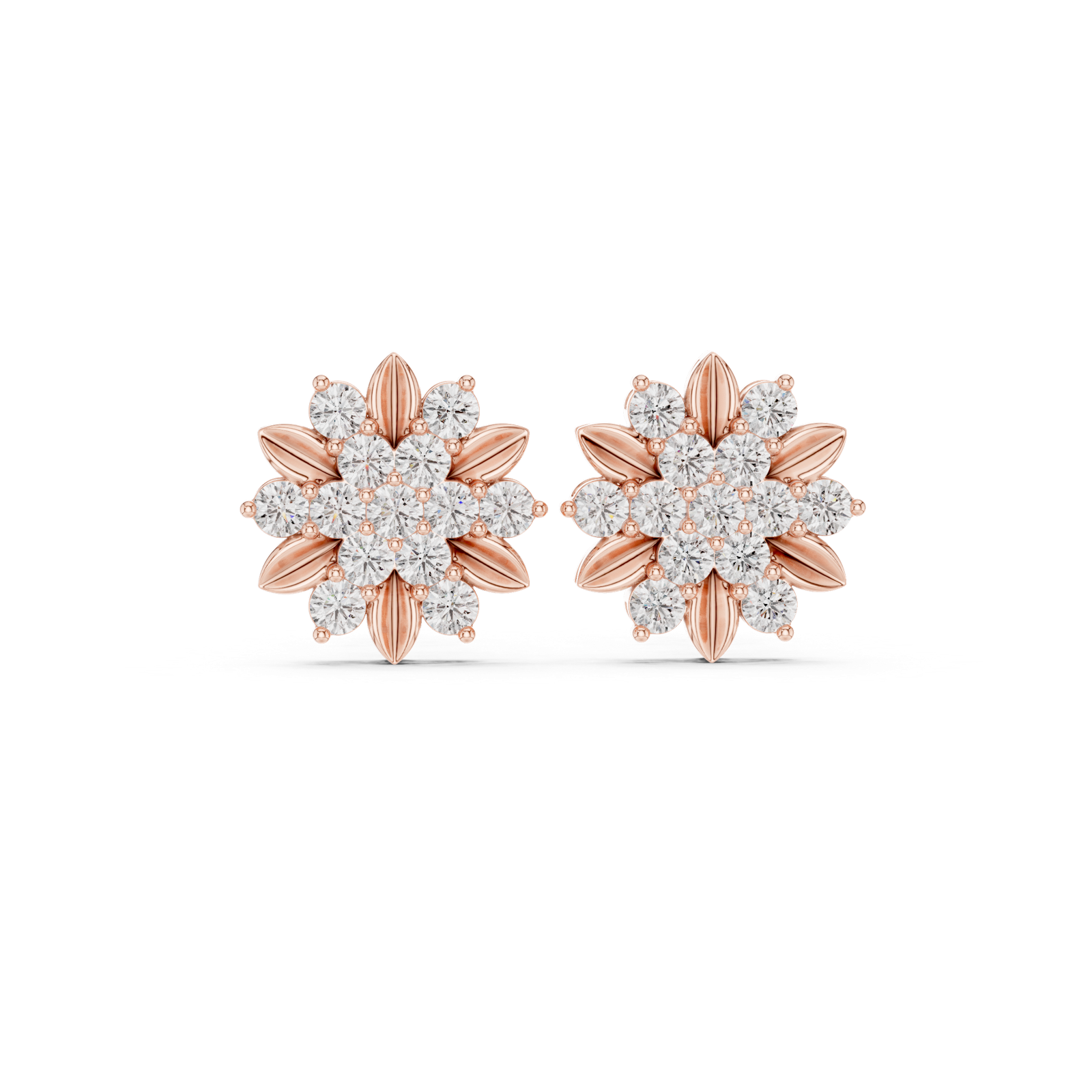 Gold Earrings AER-102, Rose Gold, view 4