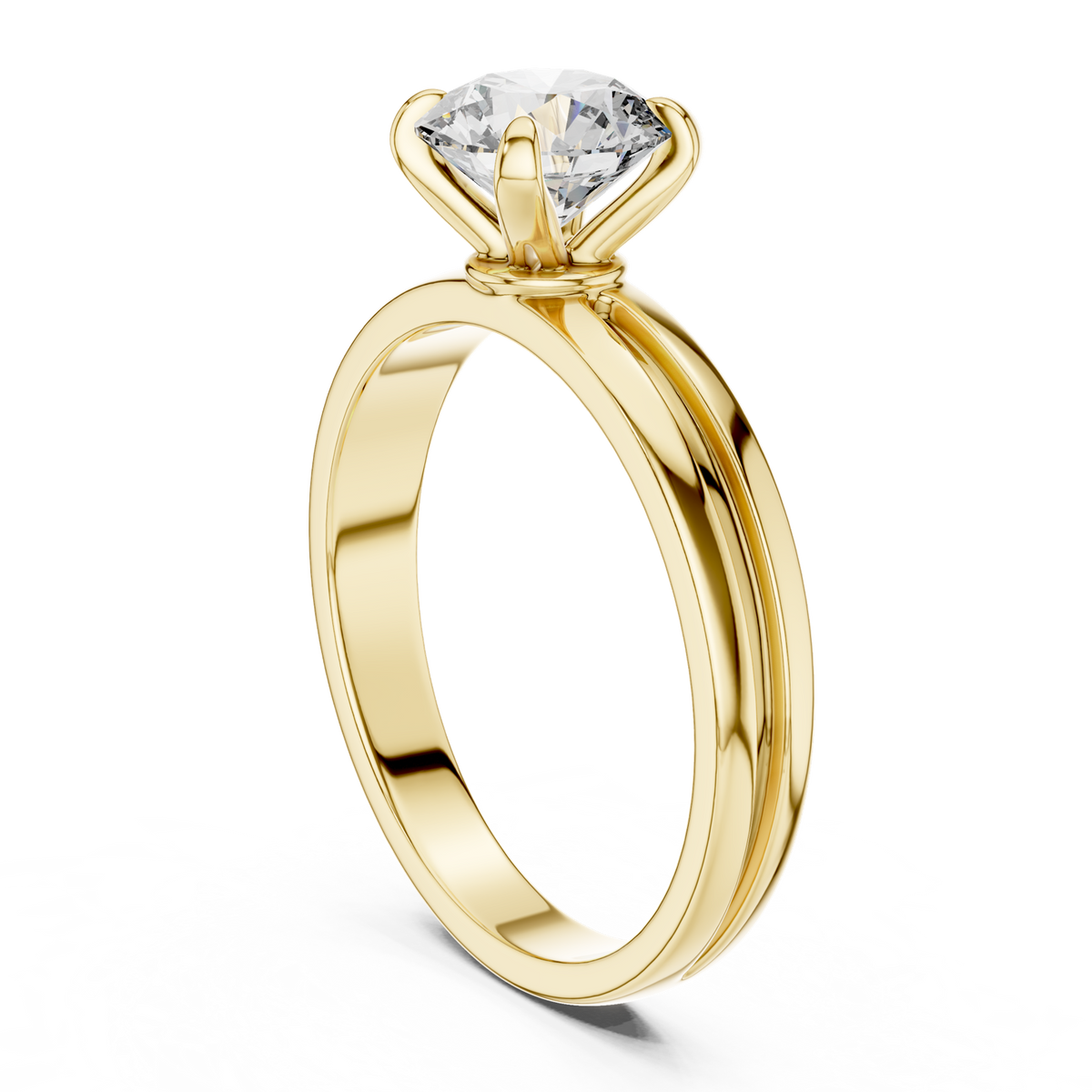 14K Solid Gold Lab Diamond Solitaire Ring, Yellow Gold, view 1