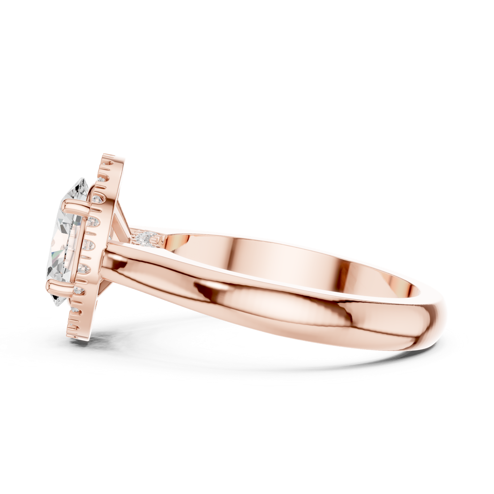 Gold Ring DDLR-338, Oval center stone, Rose Gold, view 3
