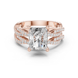 Gold Ring DDLR-300, Radiant center stone, Rose Gold