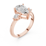 Gold Jewelry L35-66, Pear center stone, Rose Gold, view 2