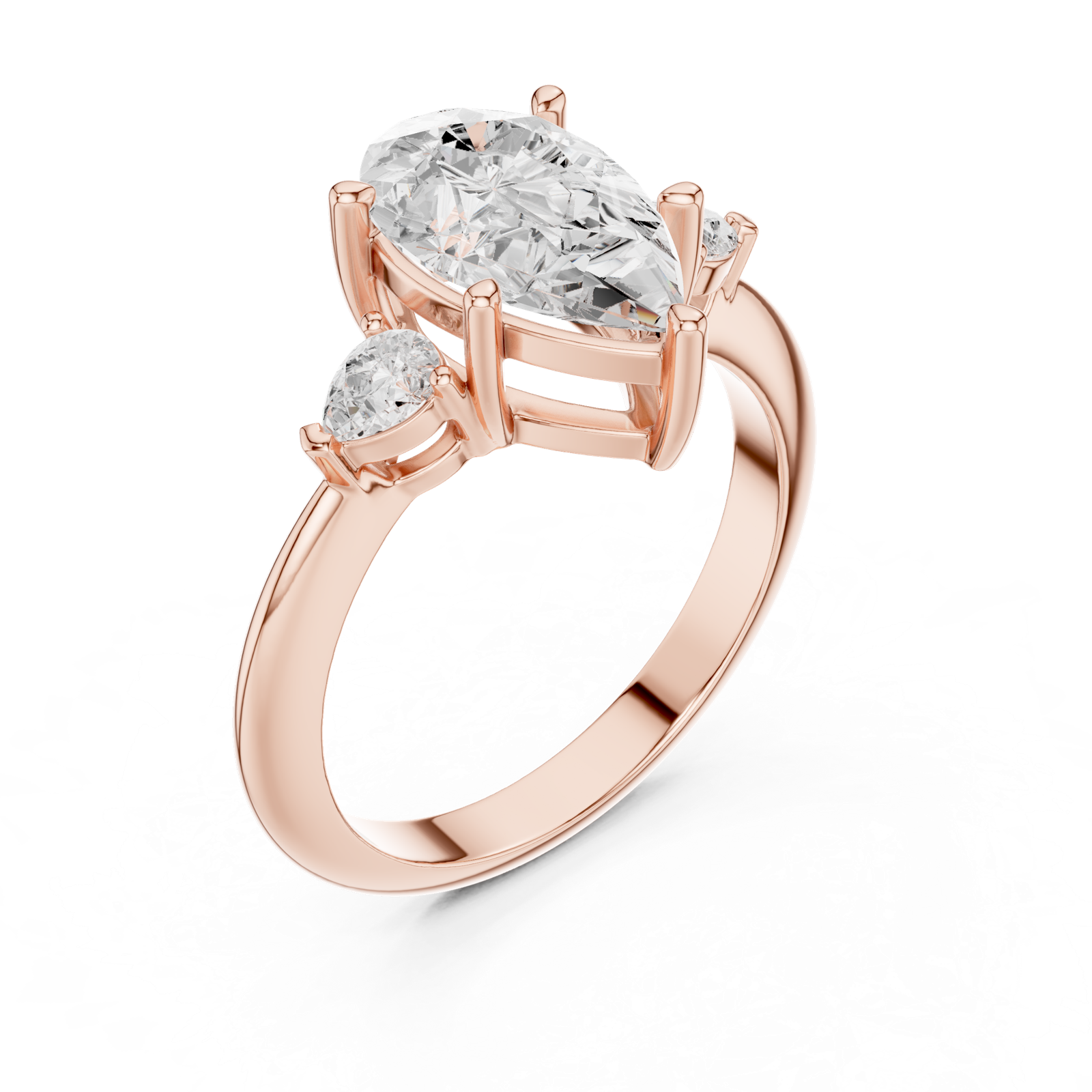 Gold Jewelry L35-66, Pear center stone, Rose Gold, view 2
