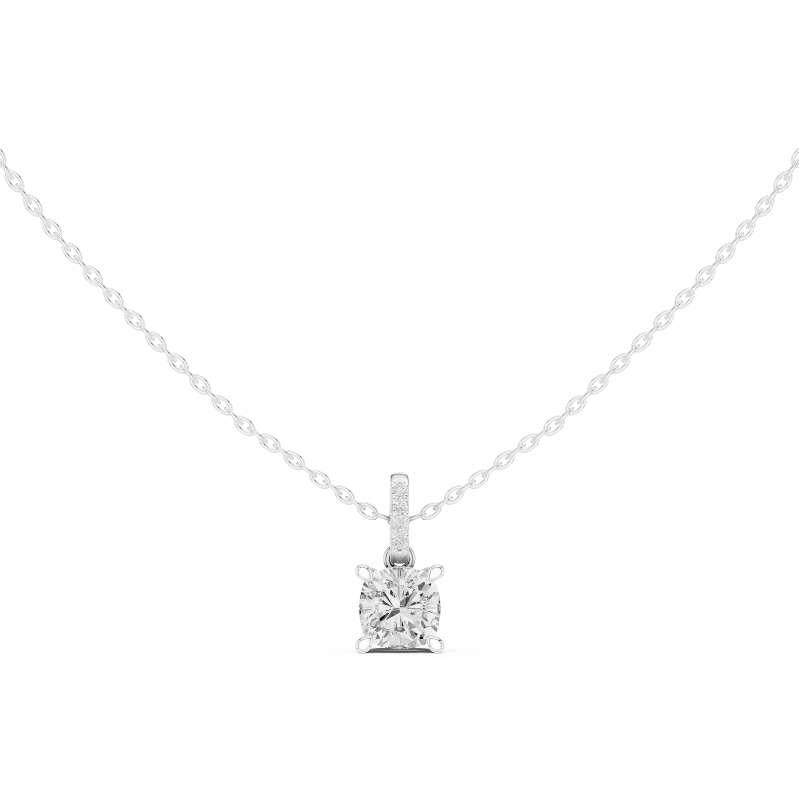 Gold Jewelry, Cushion center stone, White Gold, view 4