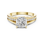 Gold Ring, Cushion center stone, Yellow Gold, view 4