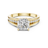 Gold Ring, Cushion center stone, Yellow Gold, view 4