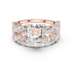 Gold Ring DDLR-443, Asscher center stone, Rose Gold