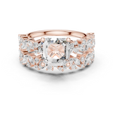Gold Ring DDLR-443, Asscher center stone, Rose Gold