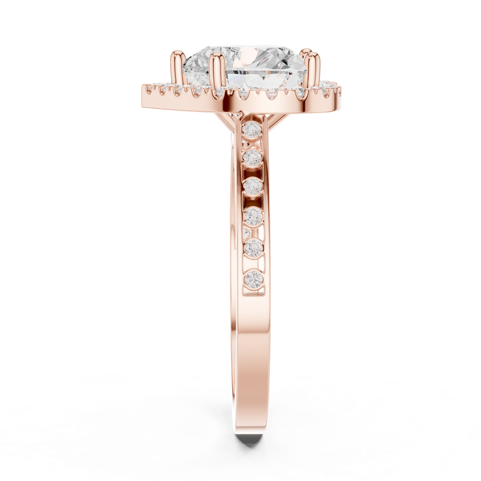 Gold Ring DDLR-349, Heart center stone, Rose Gold, view 3