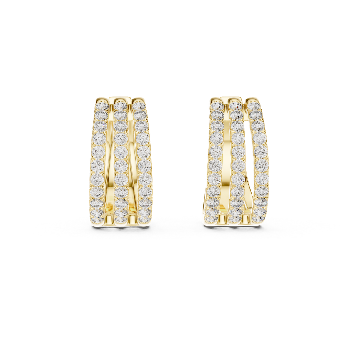 14K Solid Gold Lab Diamond Huggie Earrings, Yellow Gold