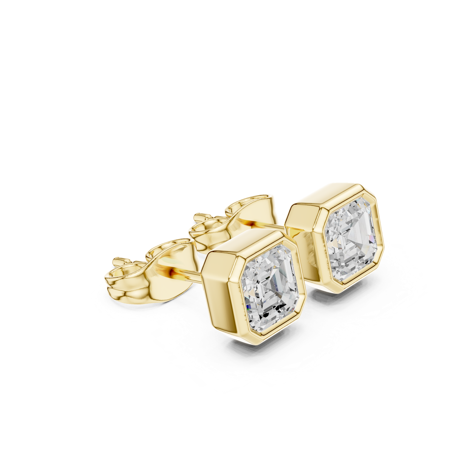 Gold Jewelry, Asscher center stone, Yellow Gold, view 1