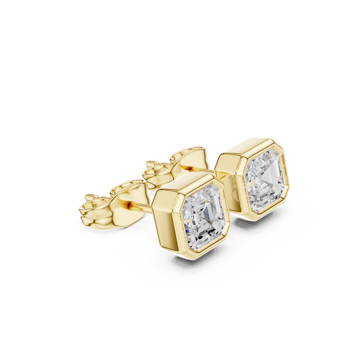 Gold Jewelry, Asscher center stone, Yellow Gold, view 1