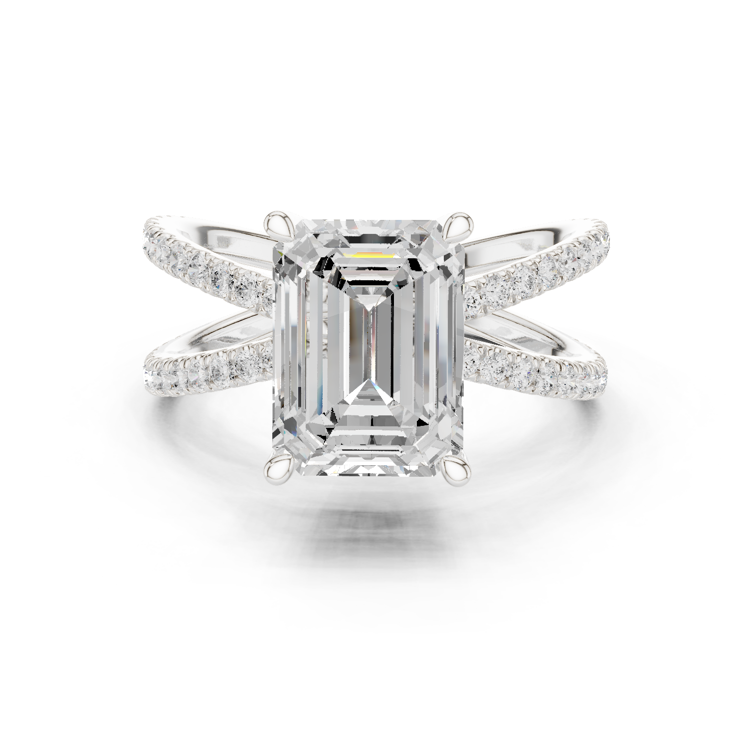 Gold Jewelry, Emerald center stone, White Gold