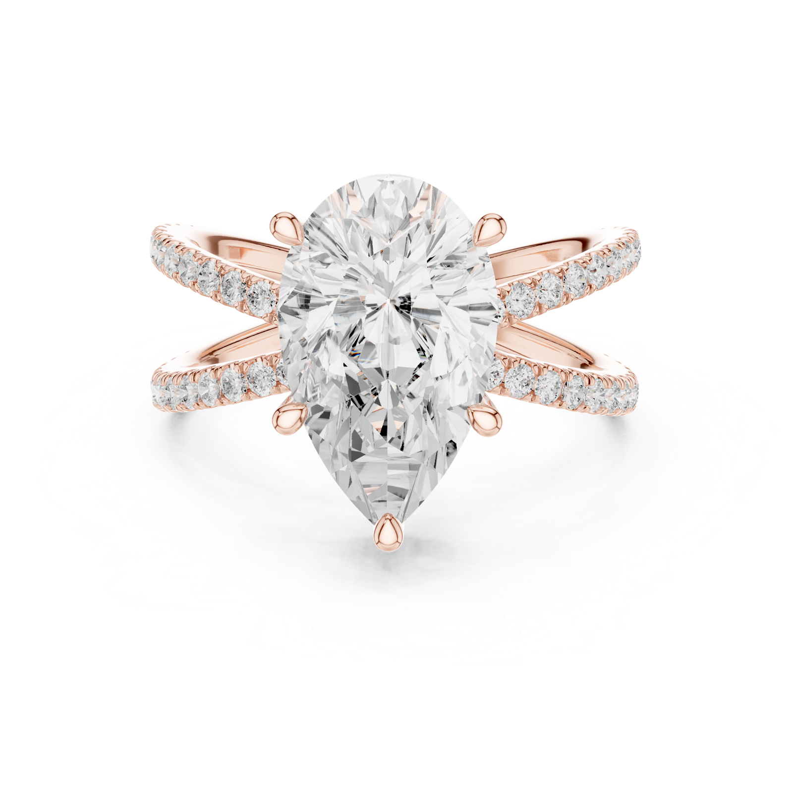 Gold Jewelry L36-25, Pear center stone, Rose Gold, view 4