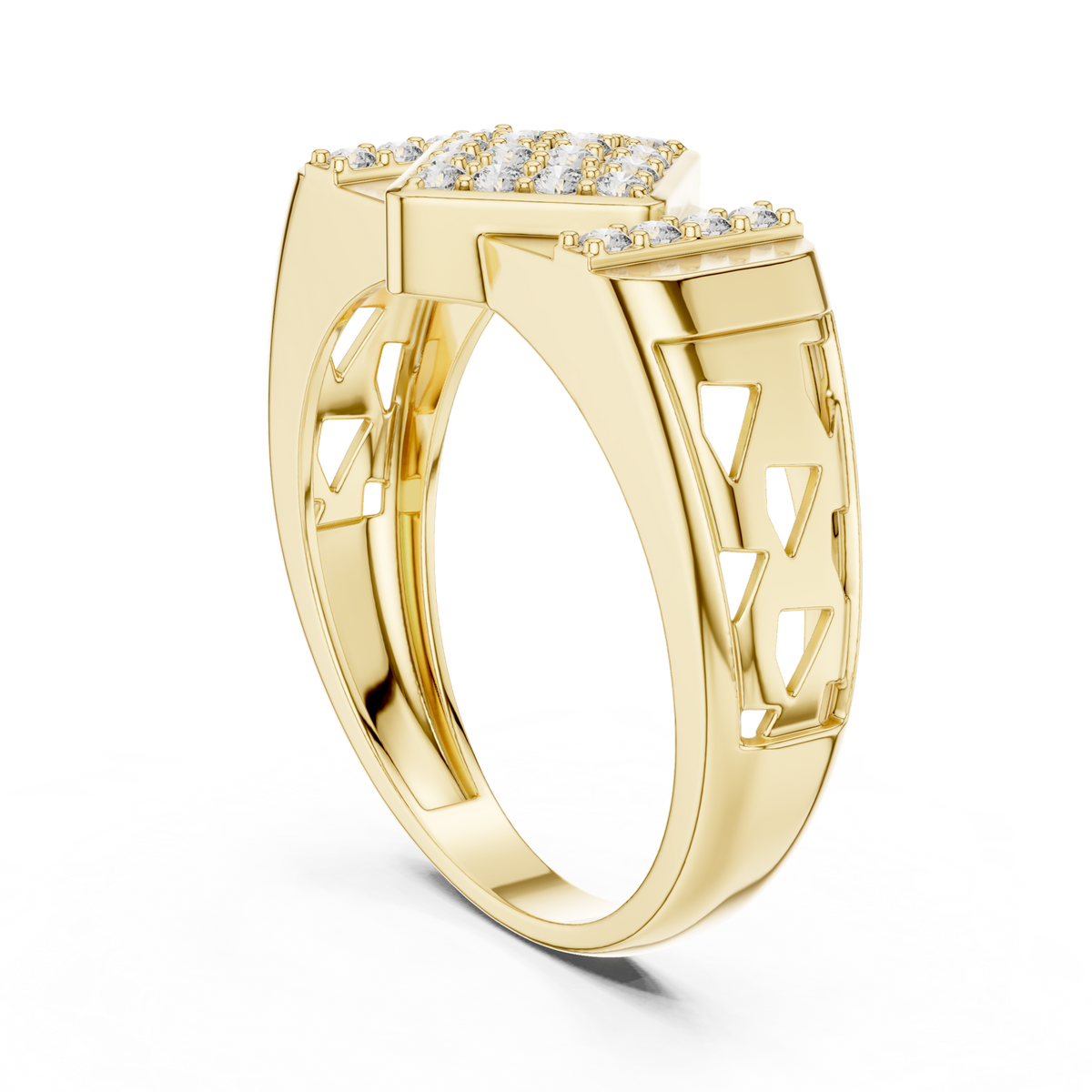 14K Solid Gold Lab Diamond Cluster Ring, Yellow Gold, view 1