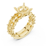 Gold Ring DDLR-301, Round center stone, Yellow Gold, view 2