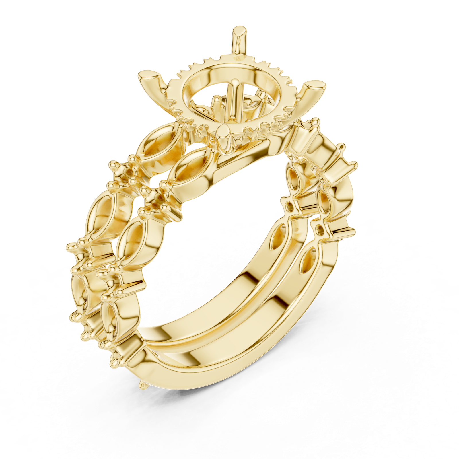 Gold Ring DDLR-301, Round center stone, Yellow Gold, view 2