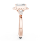Gold Ring DDLR-342, Radiant center stone, Rose Gold, view 3