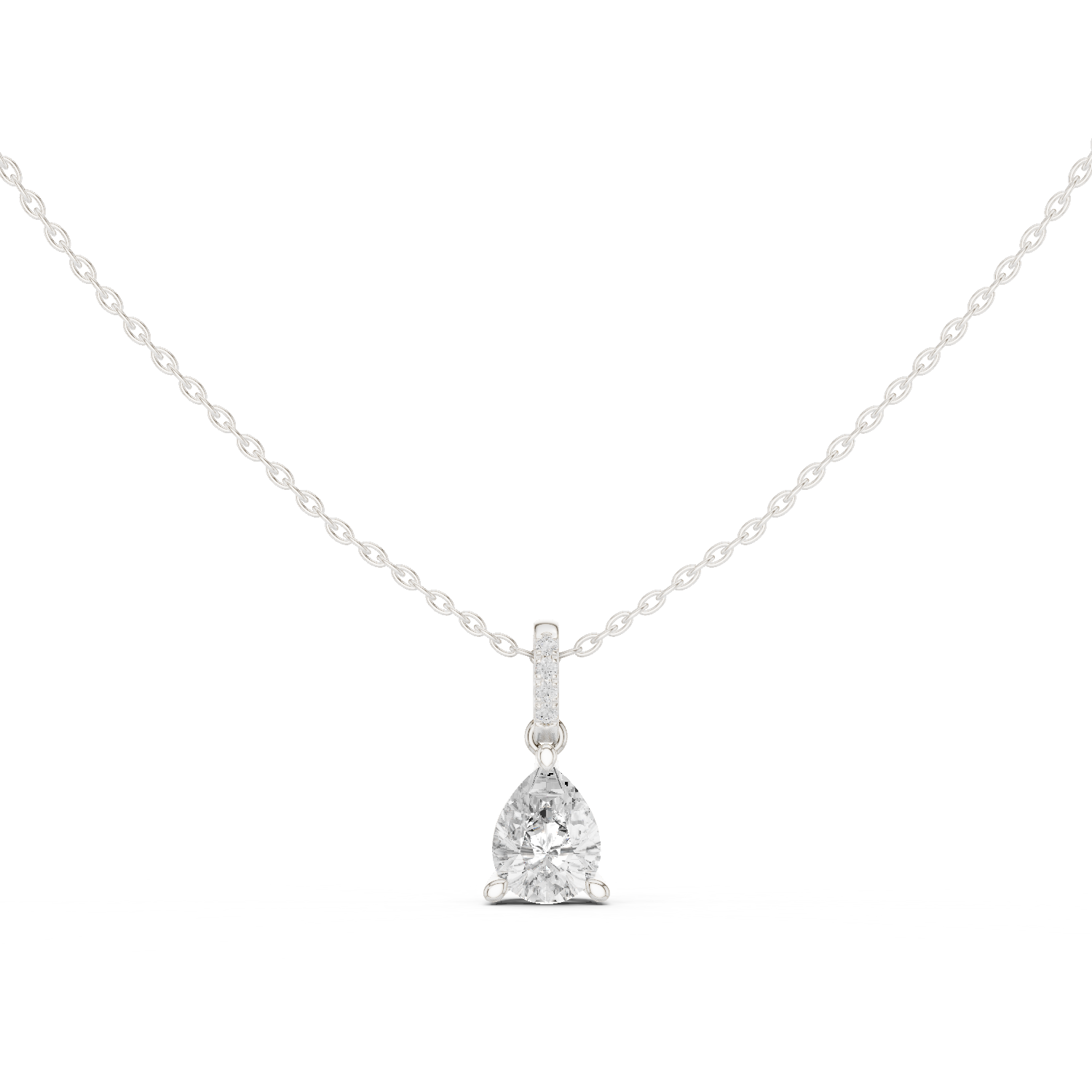 Gold Jewelry DDPO-009, Pear center stone, White Gold