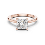 Gold Ring DDLR-032, Princess center stone, Rose Gold