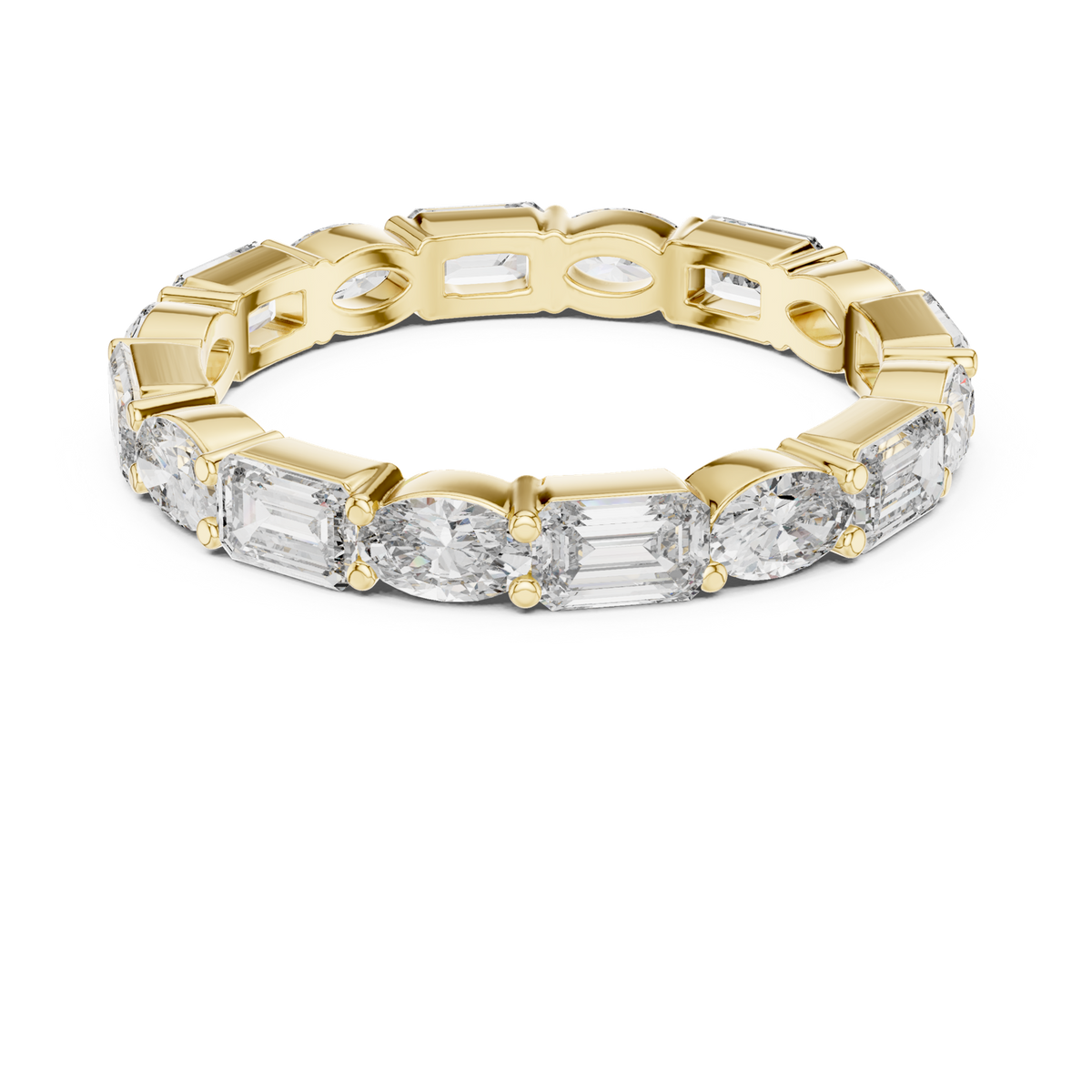 14K Solid Gold Lab Diamond Eternity Ring, Yellow Gold