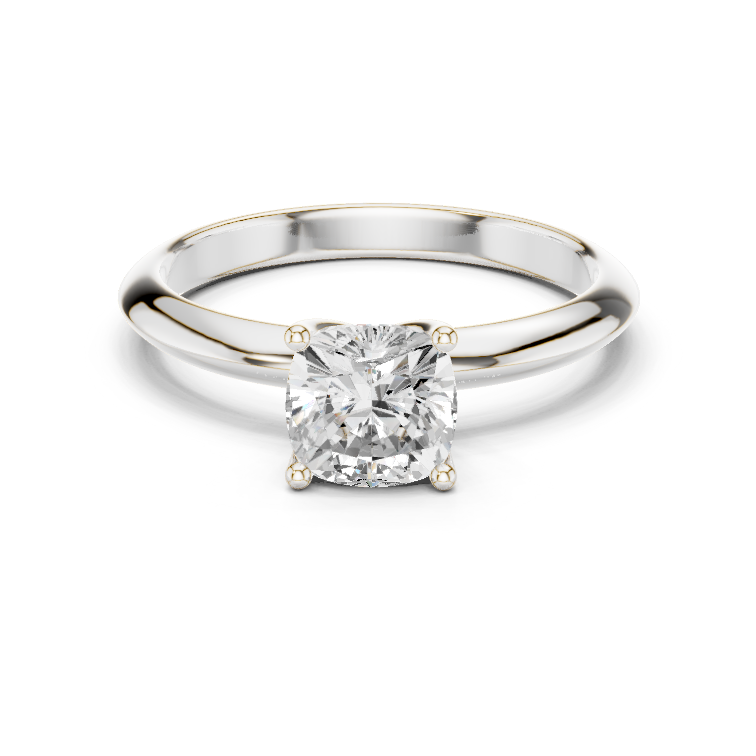 Gold Jewelry L36-6, Cushion center stone, White Gold