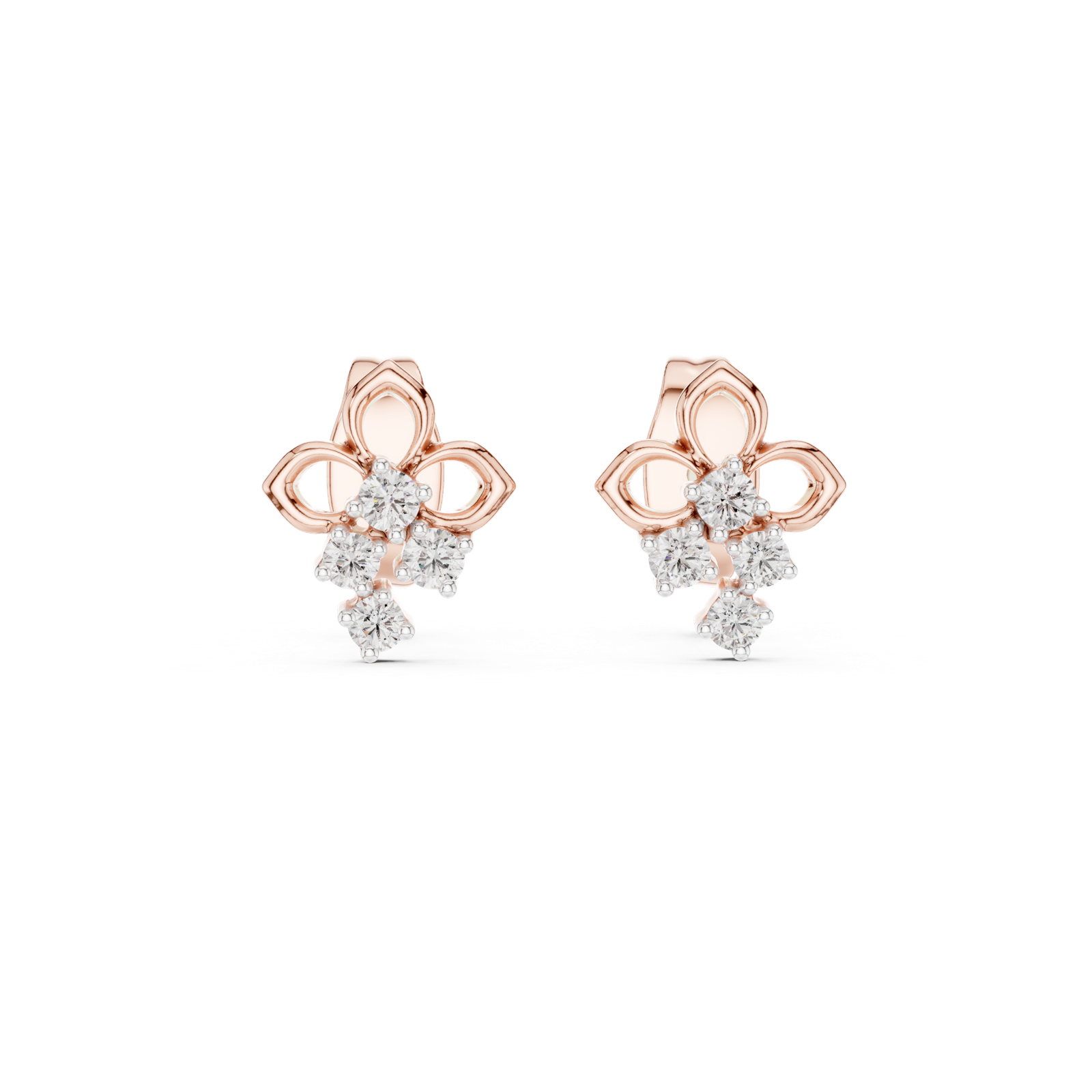 Gold Earrings 12-10017@E, Rose Gold, view 4