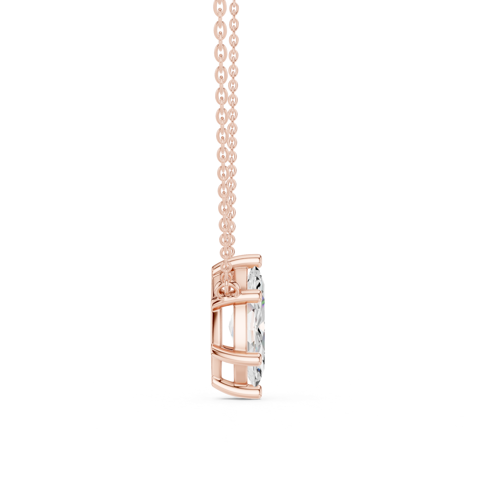 Gold Jewelry DDPO-001, Marquise center stone, Rose Gold, view 3