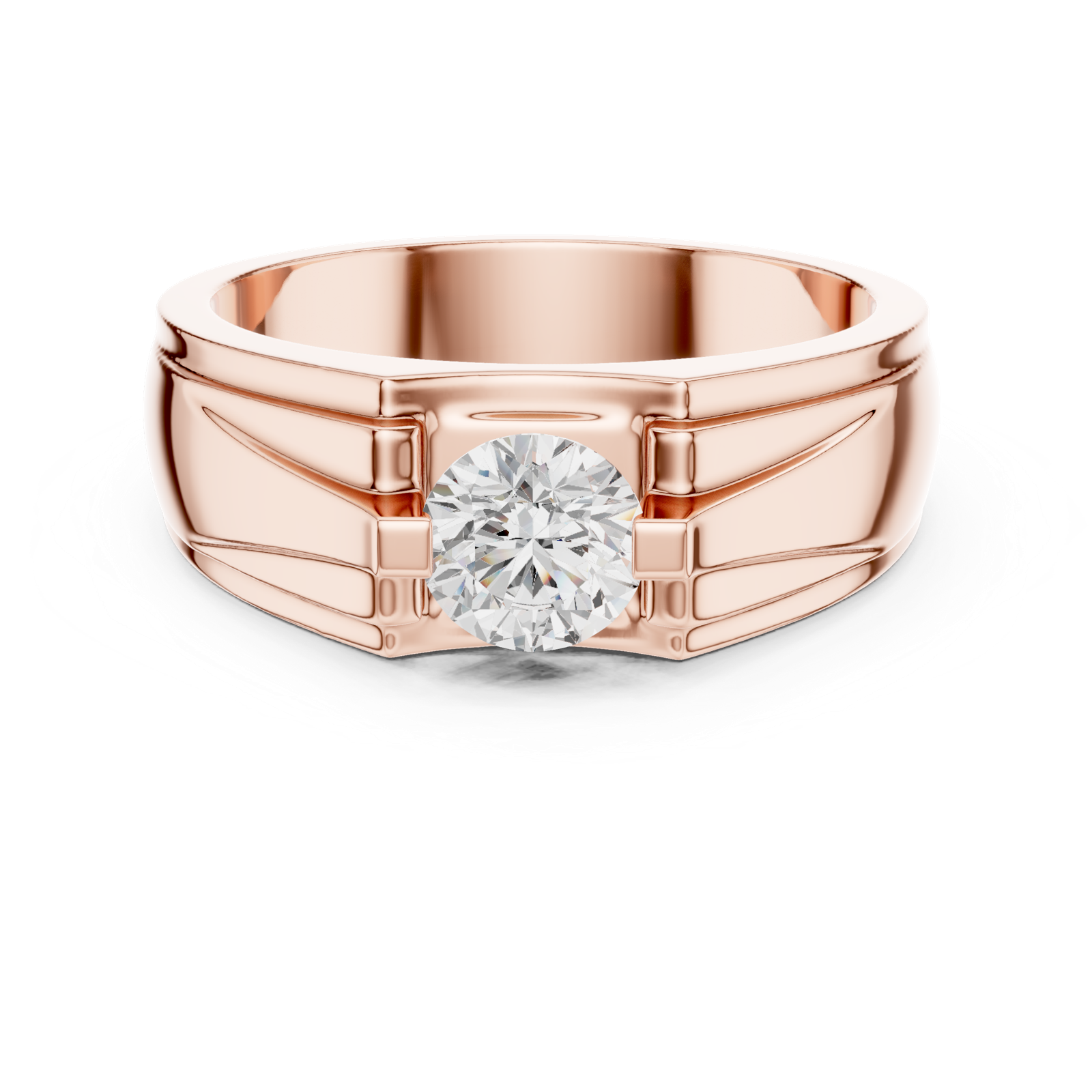 14K Solid Gold Lab Diamond Solitaire Ring, Rose Gold, view 4