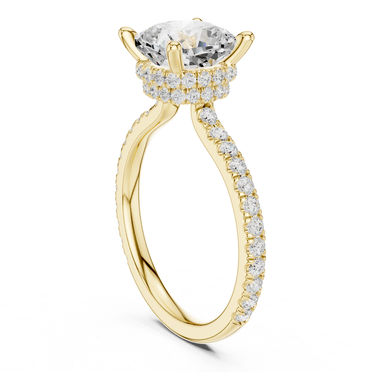 Gold Ring -R00865, Cushion center stone, Yellow Gold, view 1