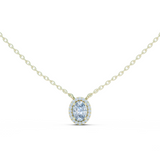 14K Solid Gold Lab Diamond Halo Pendant Necklace, Yellow Gold