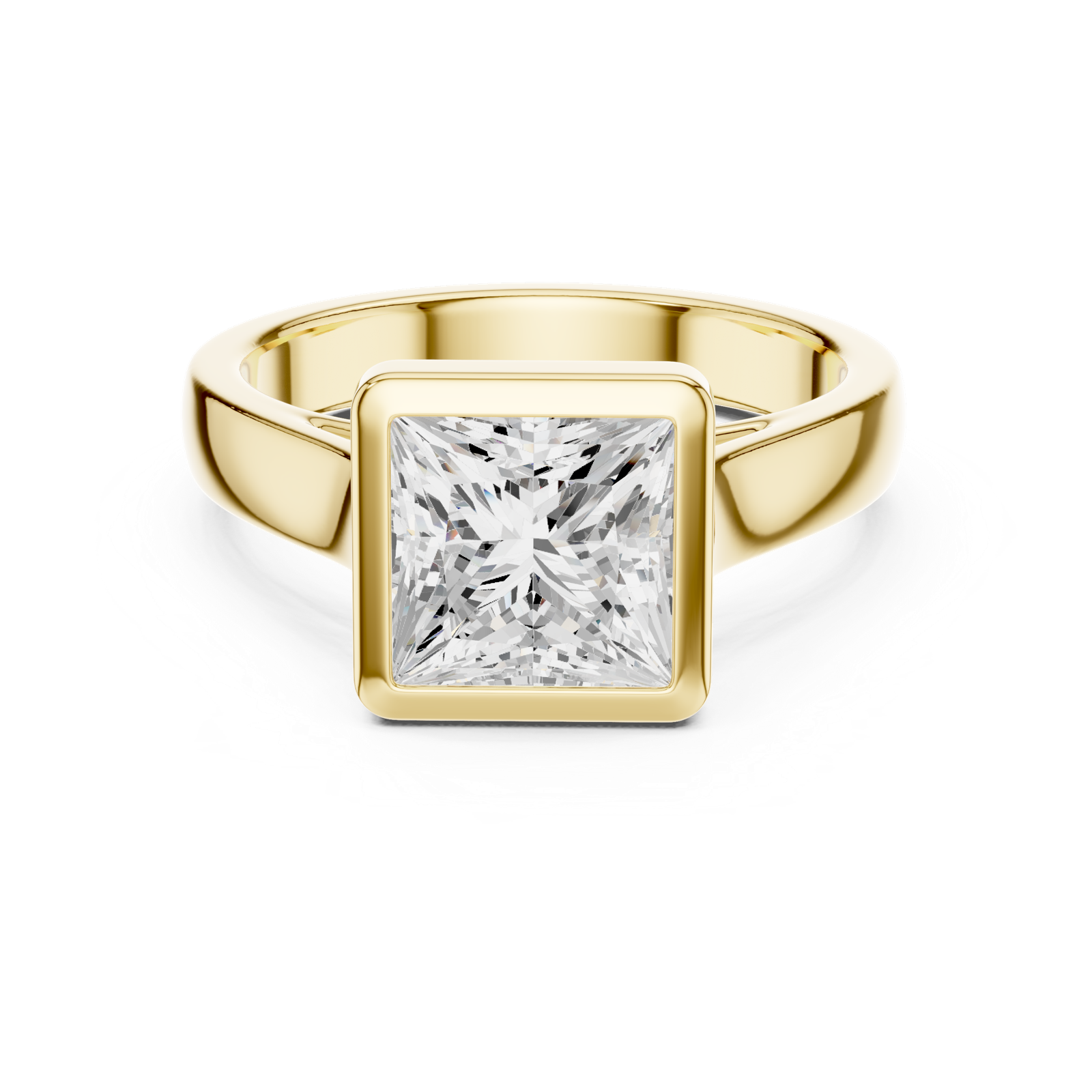 Gold Jewelry L36-3, Princess center stone, Yellow Gold, view 4