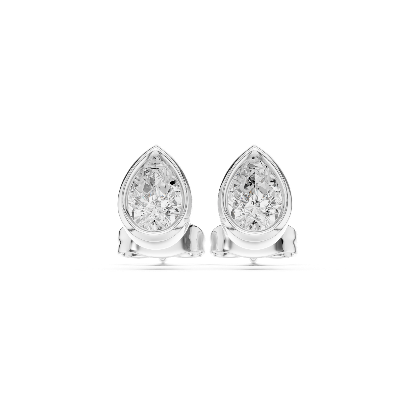 Gold Jewelry DDER-001, Pear center stone, White Gold, view 4